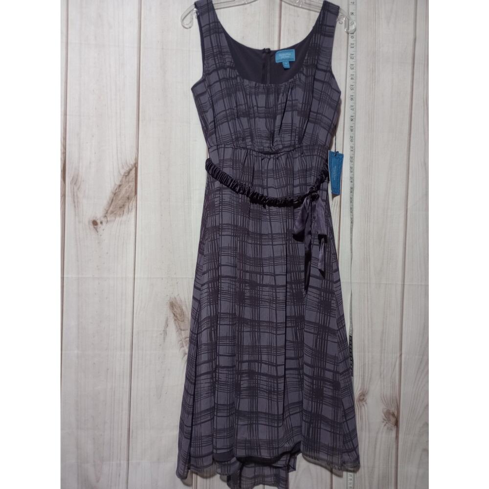 Simply Vera Vera Wang‎ Dress Womens 6 Plaid Chiffon Sleeveless Midi NWT Formal